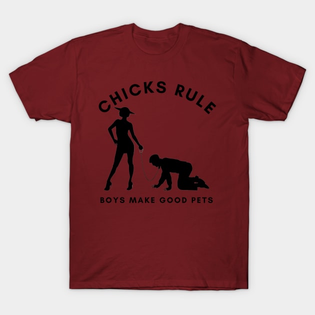 Chicks Rule Boys Make Good Pets Humor Female Empowerment Feminism T-Shirt by Holly ship